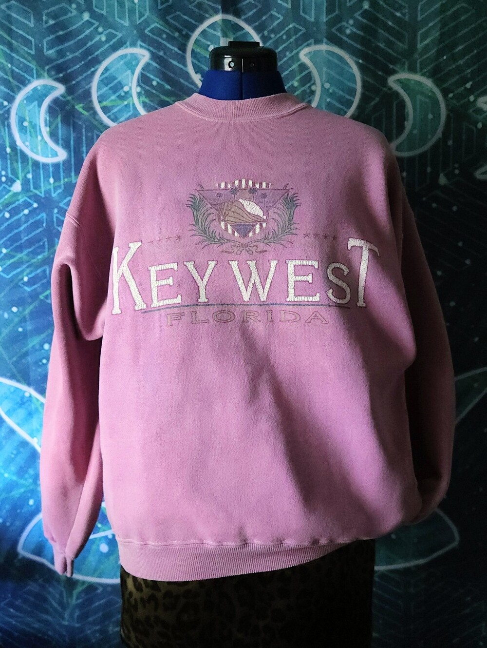 Vintage Key West Florida Mauve Pink Crewneck Sweatshirt Hanes Heavyweight Size L